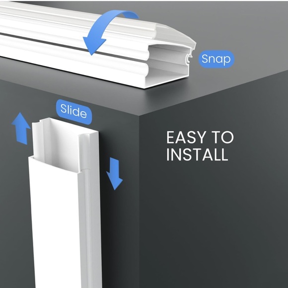 Eveo White 153 inch Chord Cover for TV on Wall Paintable Cable Concealer - Picture 6 of 8